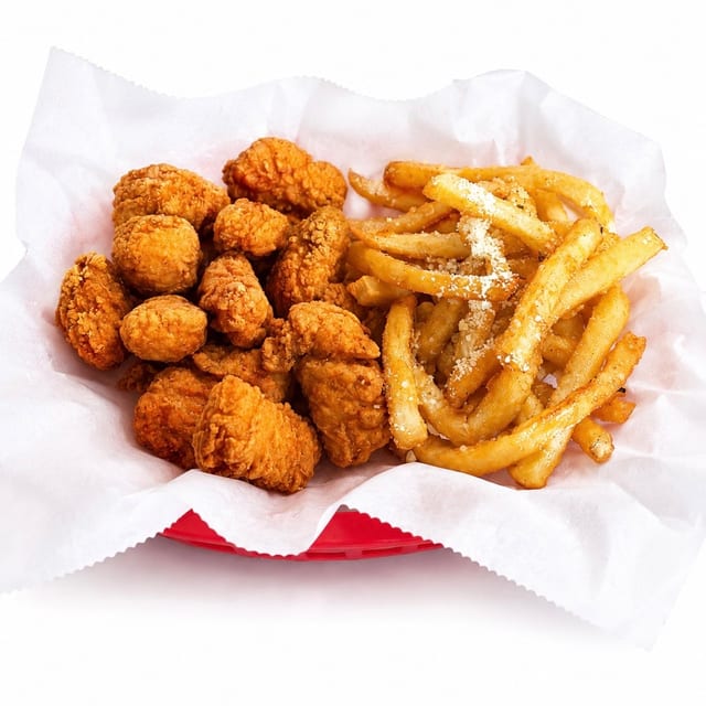 Boneless Wings and Fries.